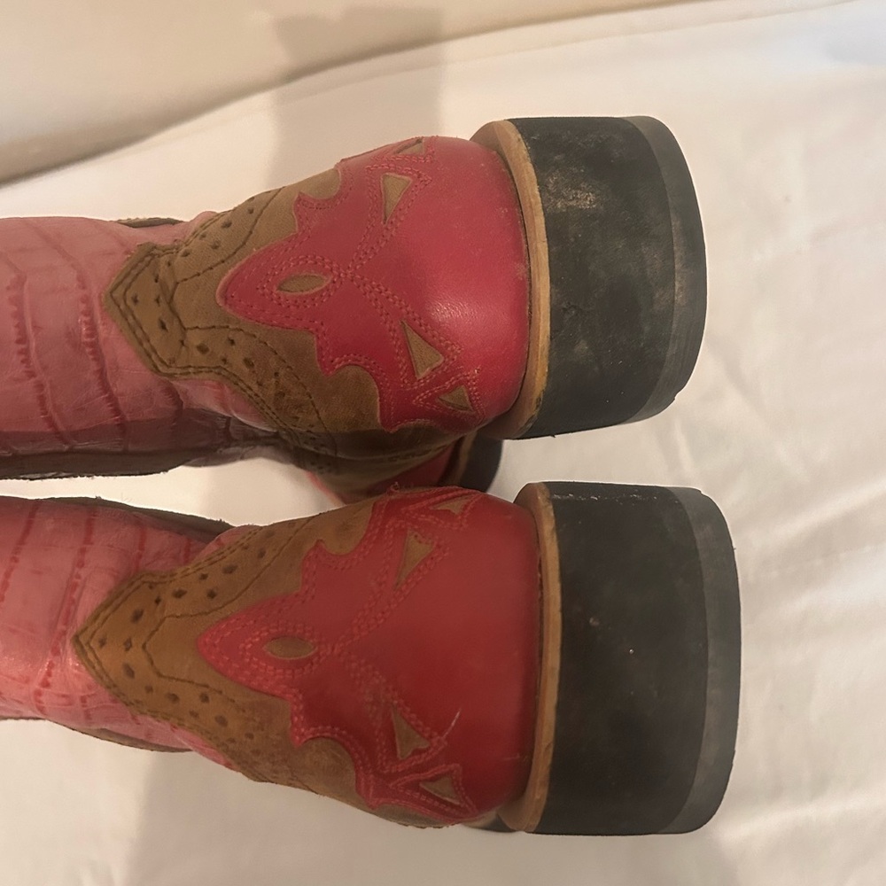 Ariat Fatbaby Pink & Tan Cowboy Boots – Women’s 8.5B Western Square Toe - Picture 5 of 5